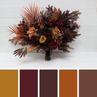 Wedding bouquets in burgundy rust mustard brown colors. Bridal bouquet. Cascading bouquet. Faux bouquet. Bridesmaid bouquet. 5155