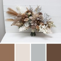 Wedding bouquets in beige brown gray white off colors. Bridal bouquet. Faux bouquet. Bridesmaid bouquet. 5148