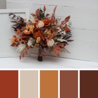 Wedding bouquets in orange ivory rust terracotta colors. Bridal bouquet. Faux bouquet. Bridesmaid bouquet. 5140