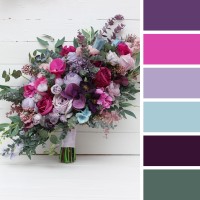 Wedding bouquets in jewel-tone colors. Bridal bouquet. Cascading bouquet. Faux bouquet. Bridesmaid bouquet. 5137