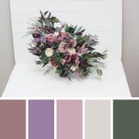 Wedding bouquets in mauve purple cream colors. Bridal bouquet. Faux bouquet. Bridesmaid bouquet. 5114