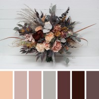 Wedding bouquets in gray peach brown colors. Bridal bouquet. Faux bouquet. Bridesmaid bouquet. 5106