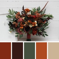 Wedding bouquets in terracotta cinnamon rust ivory colors. Bridal bouquet. Faux bouquet. Bridesmaid bouquet. 5139