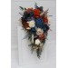 Wedding bouquets in rust blue ivory colors. Bridal bouquet. Faux bouquet. Bridesmaid bouquet. 5115