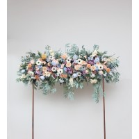  Flower arch arrangement in peach purple dusty blue colors.  Arbor flowers. Floral archway. Faux flowers for wedding arch. 5266