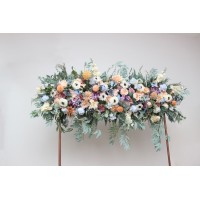  Flower arch arrangement in peach purple dusty blue colors.  Arbor flowers. Floral archway. Faux flowers for wedding arch. 5266