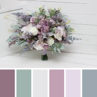 Wedding bouquets in lilac mauve colors. Bridal bouquet. Faux bouquet. Bridesmaid bouquet. 5059