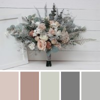 Wedding bouquets in beige white gray colors. Bridal bouquet. Faux bouquet. Bridesmaid bouquet. 5078