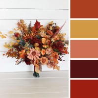 Wedding bouquets in rust burgundy orange  colors. Bridal bouquet. Faux bouquet. Bridesmaid bouquet. 5073-1