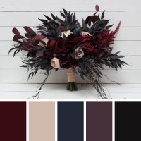 Wedding bouquets in purple burgundy beige navy blue colors. Bridal bouquet. Halloween wedding. Faux bouquet. Bridesmaid bouquet. 5064