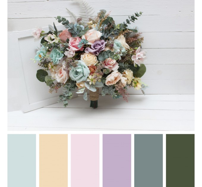 Colorful wedding bouquets. Bridal bouquet. Faux bouquet. Bridesmaid bouquet. 5048
