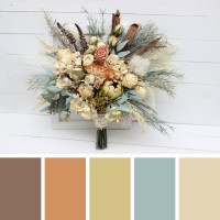 Wedding bouquets in champagne ivory colors. Bridal bouquet. Faux bouquet. Bridesmaid bouquet. 5044