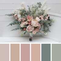 Wedding bouquets in beige blush pink colors. Bridal bouquet. Faux bouquet. Bridesmaid bouquet. 5043