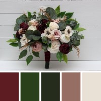 Wedding bouquets in burgundy dusty rose cream colors. Bridal bouquet. Faux bouquet. Bridesmaid bouquet. 5037