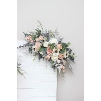  Flower arch arrangement in beige white gray blush pink colors.  Arbor flowers. Floral archway. Faux flowers for wedding arch. 5261