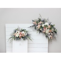  Flower arch arrangement in beige white gray blush pink colors.  Arbor flowers. Floral archway. Faux flowers for wedding arch. 5261