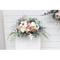  Flower arch arrangement in beige white gray blush pink colors.  Arbor flowers. Floral archway. Faux flowers for wedding arch. 5261