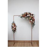  Flower arch arrangement in rust burgundy ivory colors.  Arbor flowers. Floral archway. Faux flowers for wedding arch. 5272