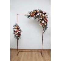  Flower arch arrangement in rust burgundy ivory colors.  Arbor flowers. Floral archway. Faux flowers for wedding arch. 5272