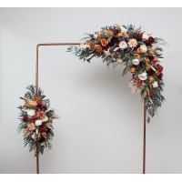  Flower arch arrangement in rust burgundy ivory colors.  Arbor flowers. Floral archway. Faux flowers for wedding arch. 5272