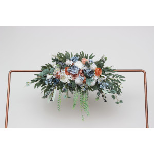  Flower arch arrangement in white terracotta dusty blue colors.  Arbor flowers. Floral archway. Faux flowers for wedding arch. 5227