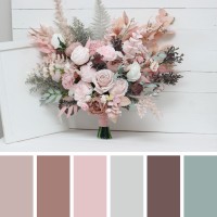 Wedding bouquets in beige blush pink colors. Bridal bouquet. Faux bouquet. Bridesmaid bouquet. 5034