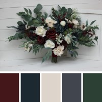 Wedding bouquets in burgundy navy blue cream colors. Bridal bouquet. Faux bouquet. Bridesmaid bouquet. 5024