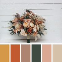 Wedding bouquets in orange rust peach colors. Bridal bouquet. Faux bouquet. Bridesmaid bouquet. 5017