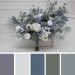 Wedding bouquets in dusty blue white colors. Bridal bouquet. Faux bouquet. Bridesmaid bouquet. 5015