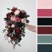 Wedding bouquets in burgundy black pink colors. Bridal bouquet. Cascading bouquet. Faux bouquet. Bridesmaid bouquet.Gothic black wedding bouquet.  5020