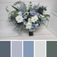 Wedding bouquet in dusty blue white colors. Bridal bouquet. Faux bouquet. Bridesmaid bouquet. 5015-1