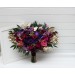 Bouquets in purple magenta gold color theme. Bridal bouquet. Faux bouquet. Bridesmaid bouquet. 5273