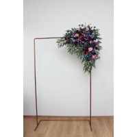  Flower arch arrangement in jewel-tone color scheme. Emerald green purple magenta teal navy blue colors.  Arbor flowers. Floral archway. Faux flowers for wedding arch. 5055