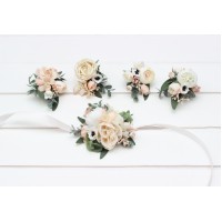  Wedding boutonnieres and wrist corsage  in  color scheme. Flower accessories. 5199