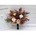 Wedding bouquets in terracotta brown gold cream colors. Bridal bouquet. Faux bouquet. Bridesmaid bouquet. 5105