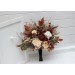 Wedding bouquets in terracotta brown gold cream colors. Bridal bouquet. Faux bouquet. Bridesmaid bouquet. 5105