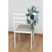 Aisle flowers in dusty blue white scheme. Chair flowers. Sign flowers. Wedding flowers. Flowers for wedding decor. 0508