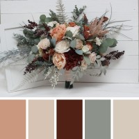 Wedding bouquets in beige terracotta white blush pink colors. Bridal bouquet. Cascading bouquet. Faux bouquet. Bridesmaid bouquet. 0027