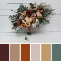 Wedding bouquets in rust brown ivory colors. Bridal bouquet. Boho wedding. Cascading bouquet. Faux bouquet. Bridesmaid bouquet. 0019