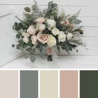 Wedding bouquets in beige white blush pink colors. Bridal bouquet. Faux bouquet. Bridesmaid bouquet. 0028