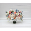 Spring & Summer Wedding Bouquets in White, Beige, Peach & Dusty Blue | Faux Bridal & Bridesmaid Daisy Bouquets