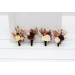  Wedding boutonnieres and wrist corsage  in terracotta brown gold cream color scheme. Flower accessories. 5105
