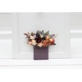 Pocket boutonniere in gray peach brown color scheme. Flower accessories. Pocket flowers. Square flowers. 5106