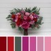 Bouquets in jewel-tone color theme. Magenta pink red bridal bouquet. Bridal bouquet. Faux bouquet. Bridesmaid bouquet. 5280