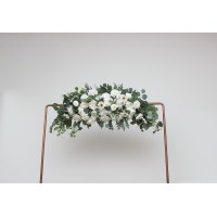  Flower arch arrangement in white and green colors.  Arbor flowers. Floral archway. Faux flowers for wedding arch. 5281