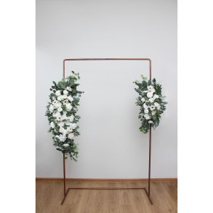 Flower arch arrangement in white and green colors.  Arbor flowers. Floral archway. Faux flowers for wedding arch. 5281