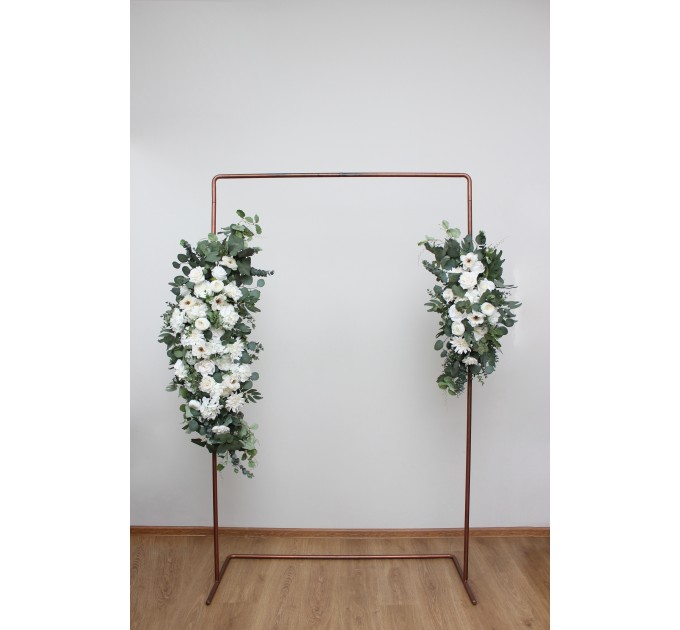  Flower arch arrangement in white and green colors.  Arbor flowers. Floral archway. Faux flowers for wedding arch. 5281