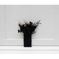 Pocket boutonniere in white and black color scheme. Flower accessories. Pocket flowers. Square flowers. Halloween wedding. Gothic wedding. 5283