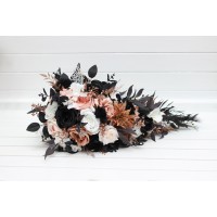 Cascading bouquet. Wedding bouquets in dusty rose black cinnamon white colors. Bridal bouquet. Faux bouquet. Bridesmaid bouquet. Gothic black wedding bouquet. 5203