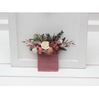 Pocket boutonniere in dusty rose cream blush pink color scheme. Flower accessories. Pocket flowers. Square flowers. 5122